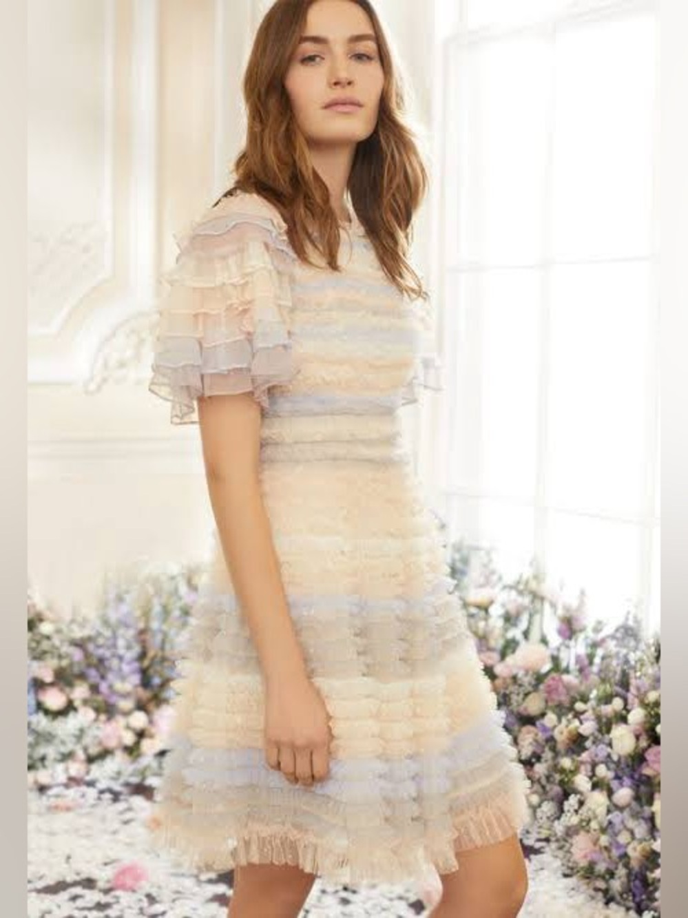 Needle & Thread Tiered Micro Ruffle Mini Dress - Picture 4 of 5